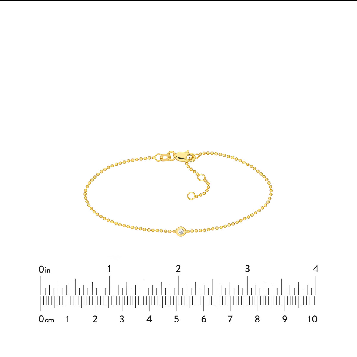 Diamond Bezel in a Beaded Gold Bracelet