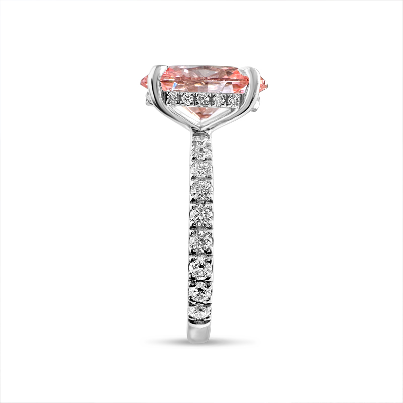 Pink Oval Shoulder Set Solitaire Diamond Engagement Ring 