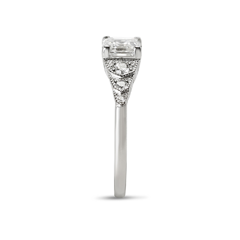 Art Deco Lab Grown Asscher Cut Diamond Engagement Ring