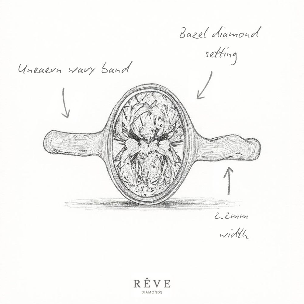 Bezel Oval Contemporary Diamond Engagement Ring