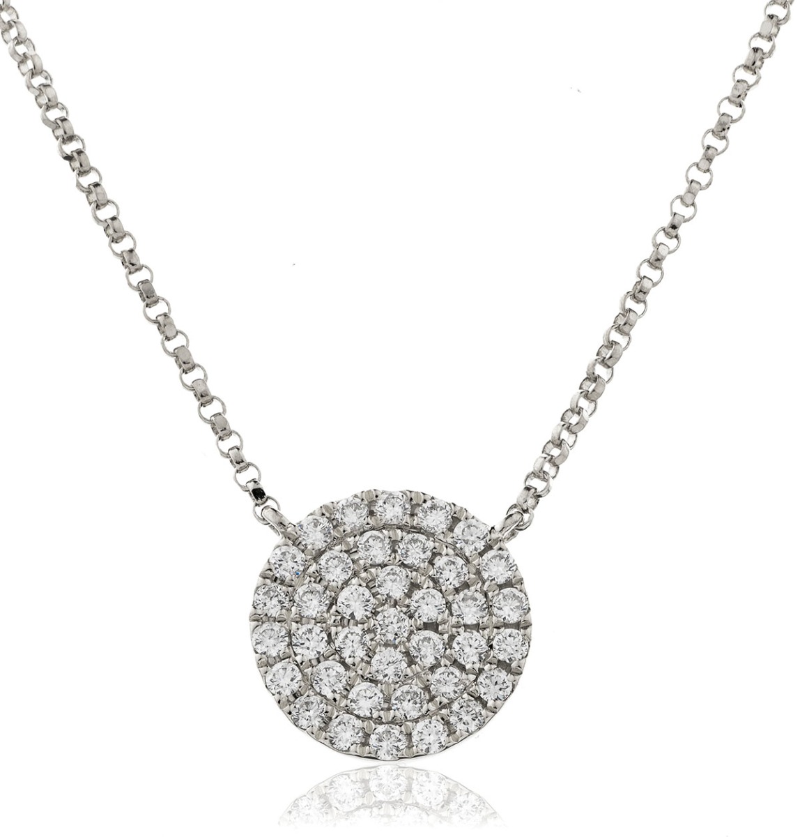 Pave Round Disk Diamond Necklace