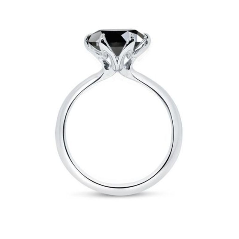 Six Tiger Claw Solitaire Black Diamond Engagement Ring