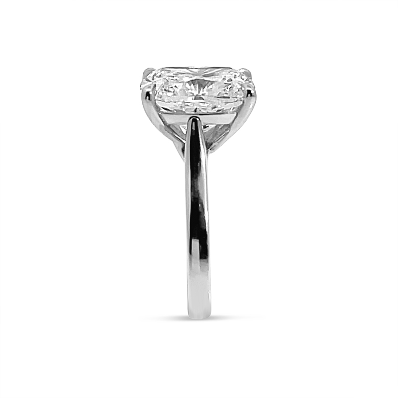 Elongated Large Cushion Solitaire Diamond Engagement Ring