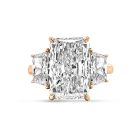 Large Radiant Cut Trapezoids Trilogy Rose Gold Diamond Engagement Ring