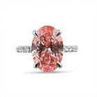 Pink Oval Shoulder Set Solitaire Diamond Engagement Ring 