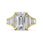 Emerald Cut and Tapered Baguettes Diamond Engagement Ring Top View