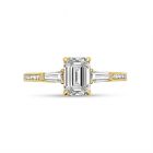 Emerald Cut and Tapered Baguettes Channel Setting Diamond Engagement Ring