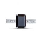 Black Diamond Emerald Cut Princess Channel Set Engagement Ring