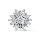 Round Center Marquise Floral Cluster Diamond Engagement Ring