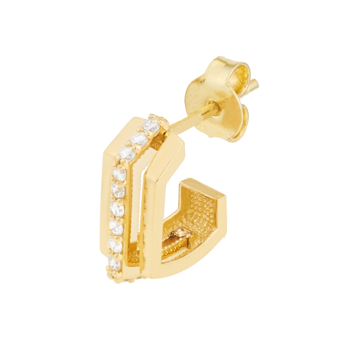 Diamond J Hoop Earrings