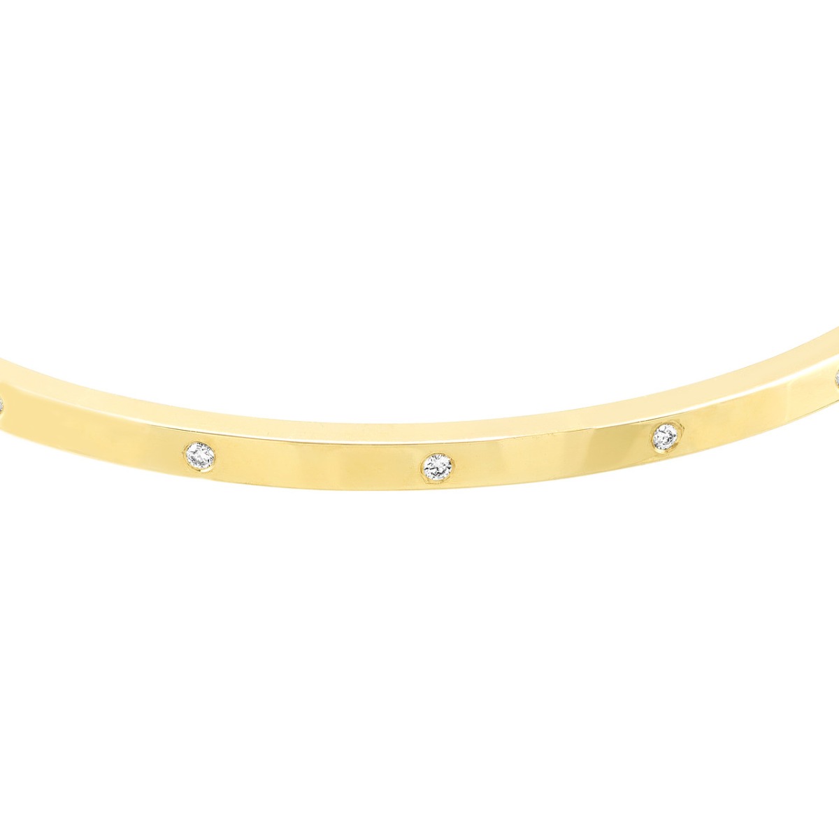 Diamond Square Gold Tube Bangle