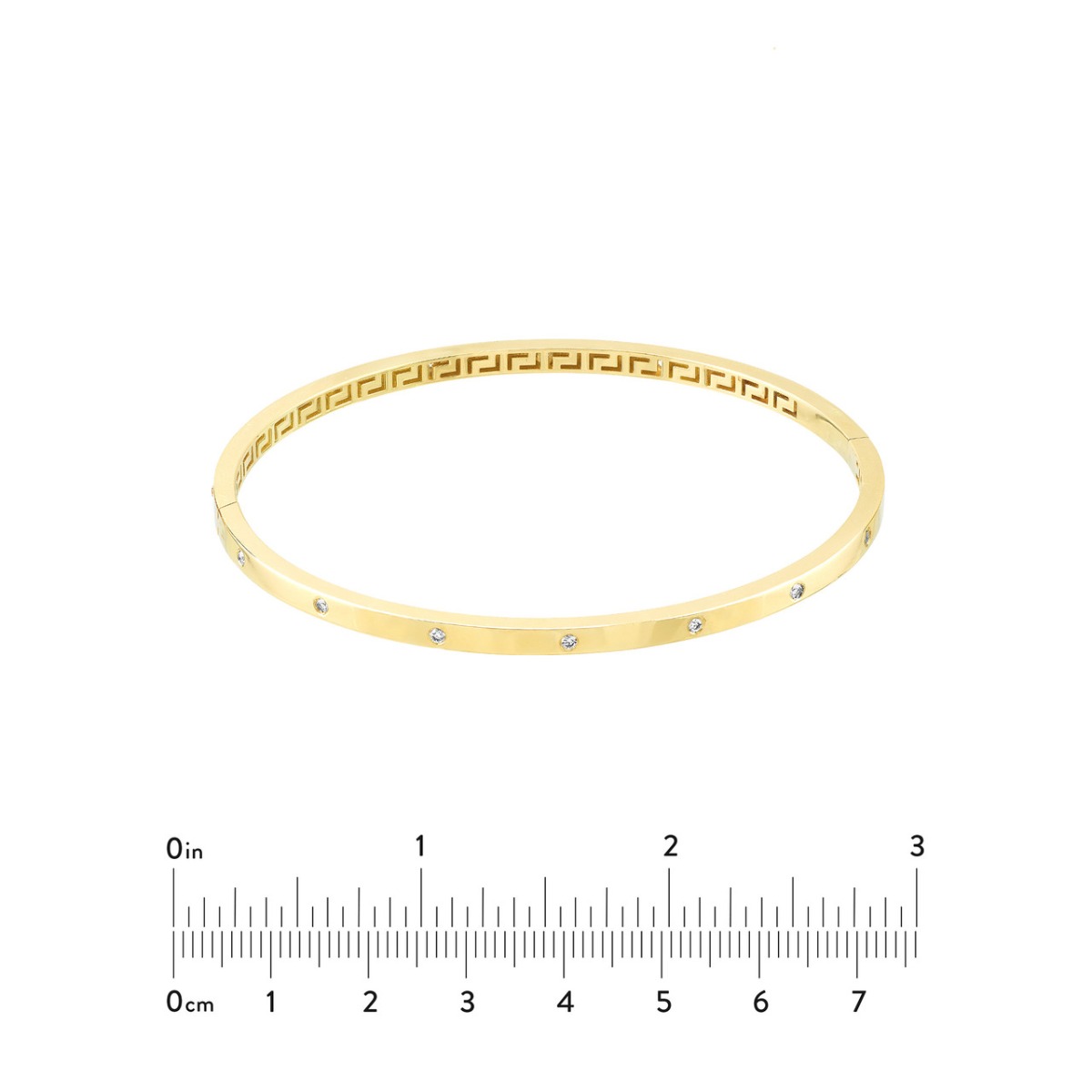 Diamond Square Gold Tube Bangle