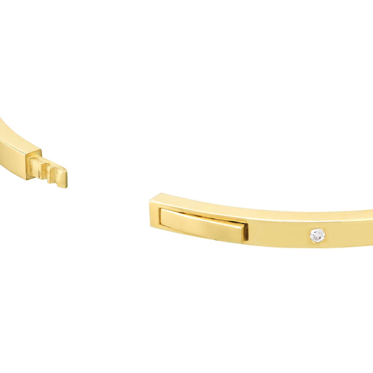Diamond Square Gold Tube Bangle