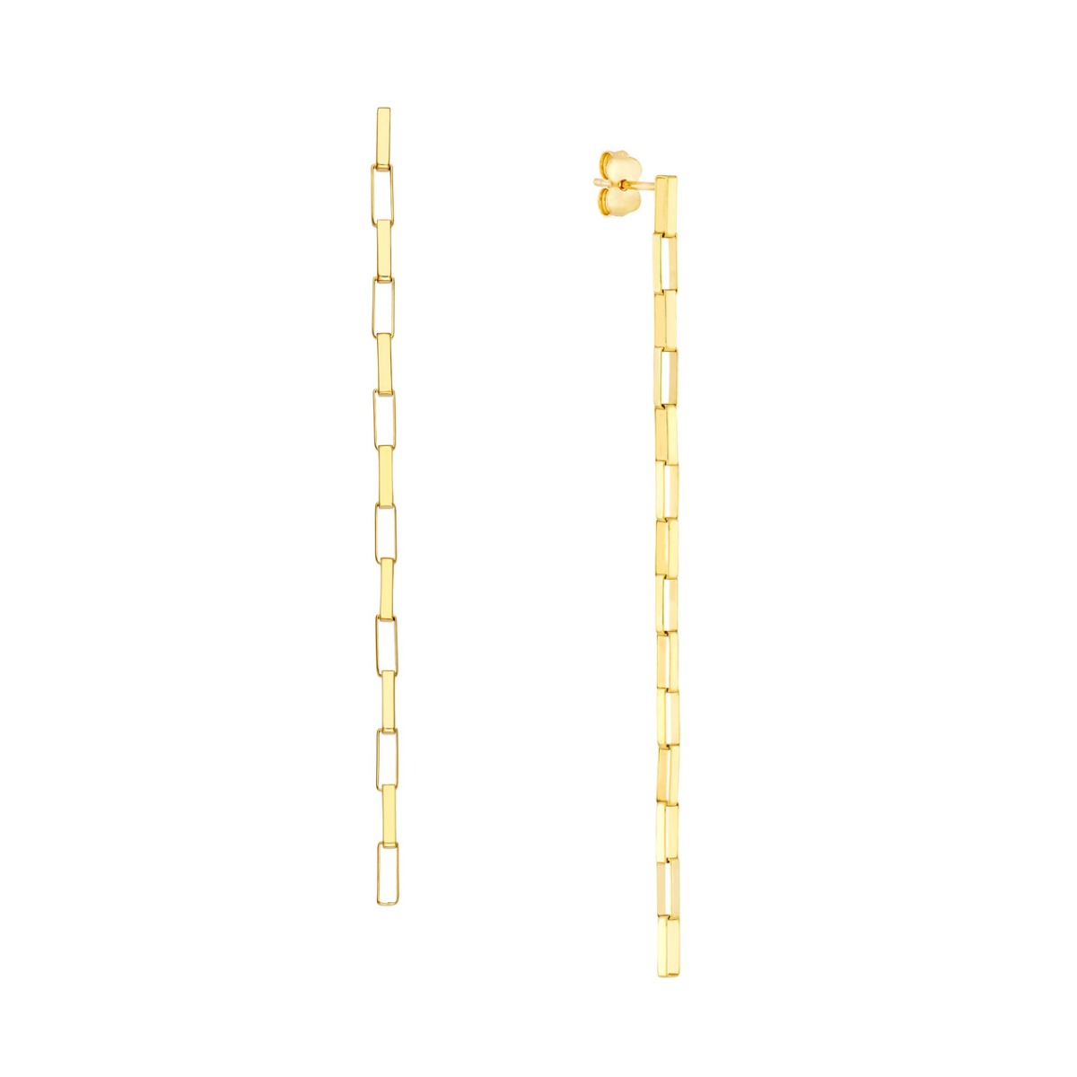 Gold Fancy Long Box Dangle Earrings