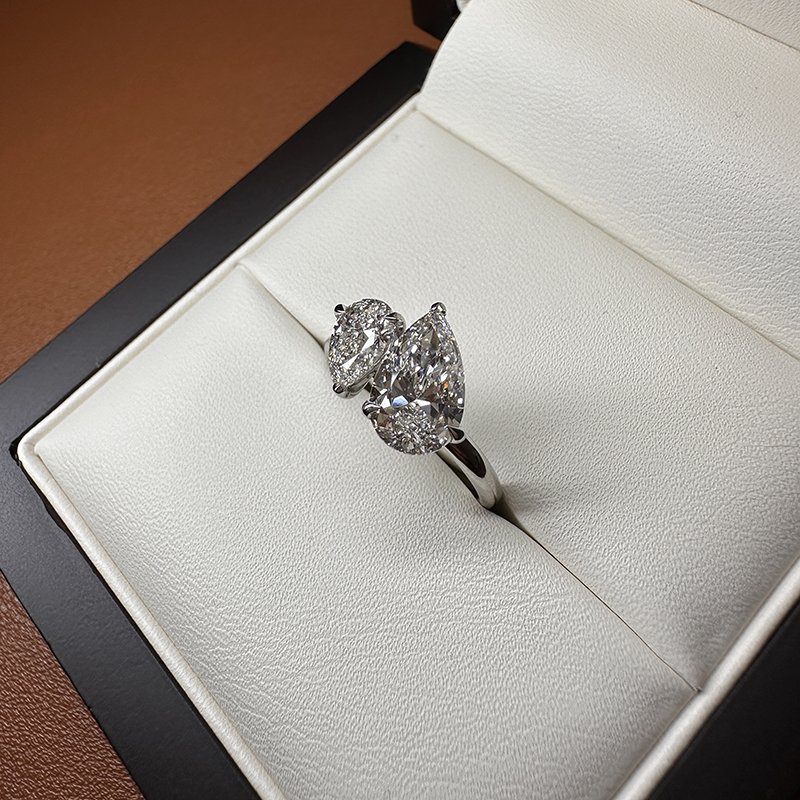 Toi et Moi Pear Shaped Yellow Gold Engagement Ring