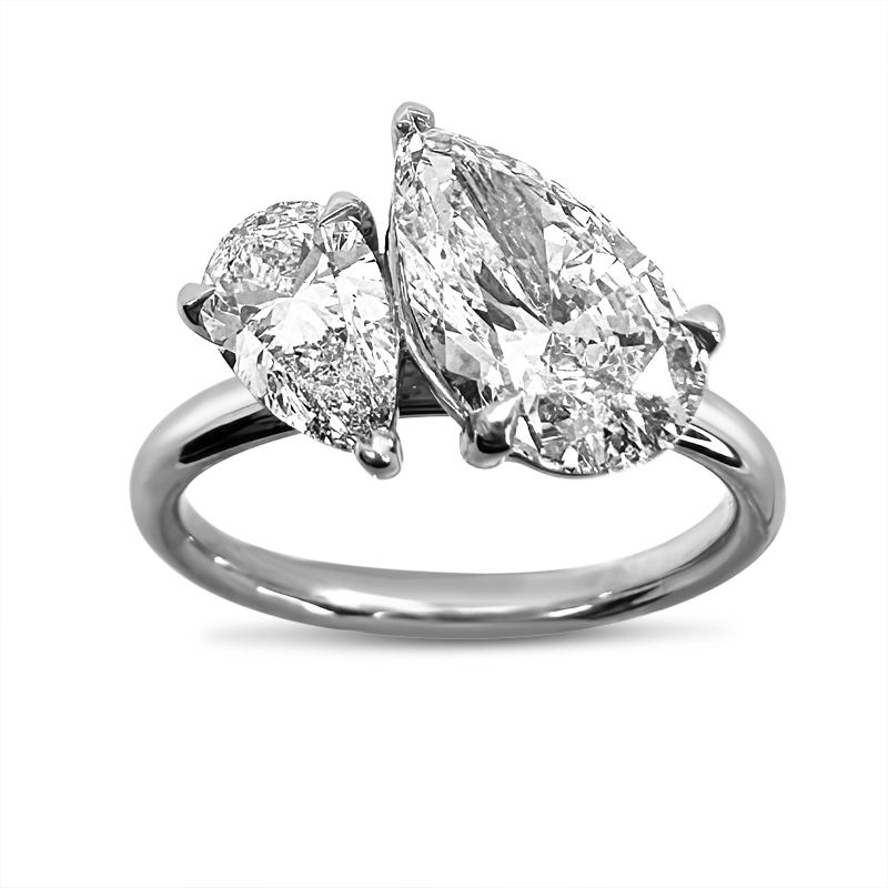 Toi et Moi Pear Shaped White Gold Engagement Ring