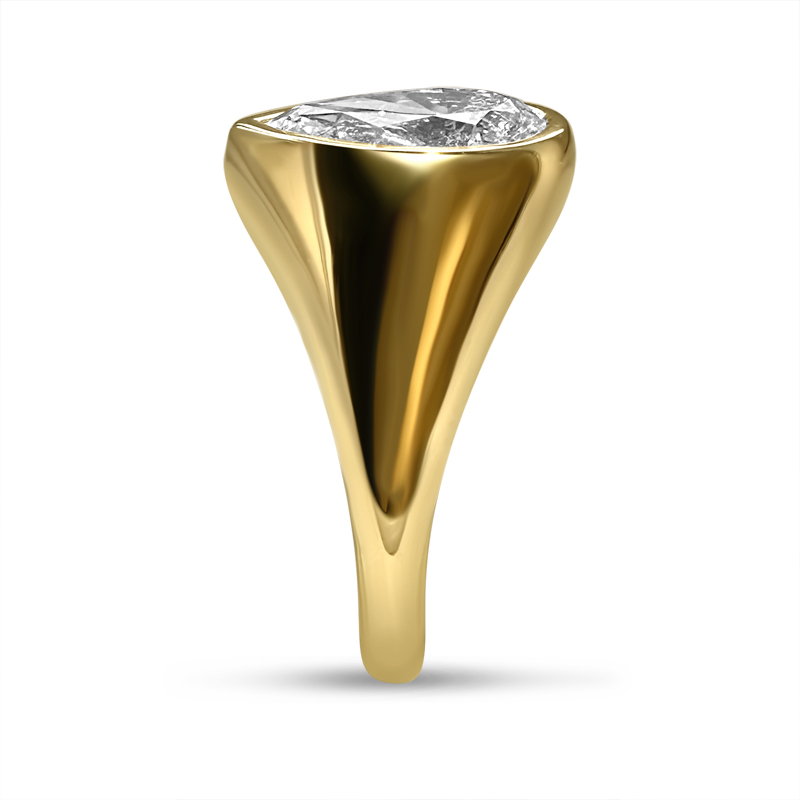 Bezel Pear Shape Signet Style Diamond Engagement Ring