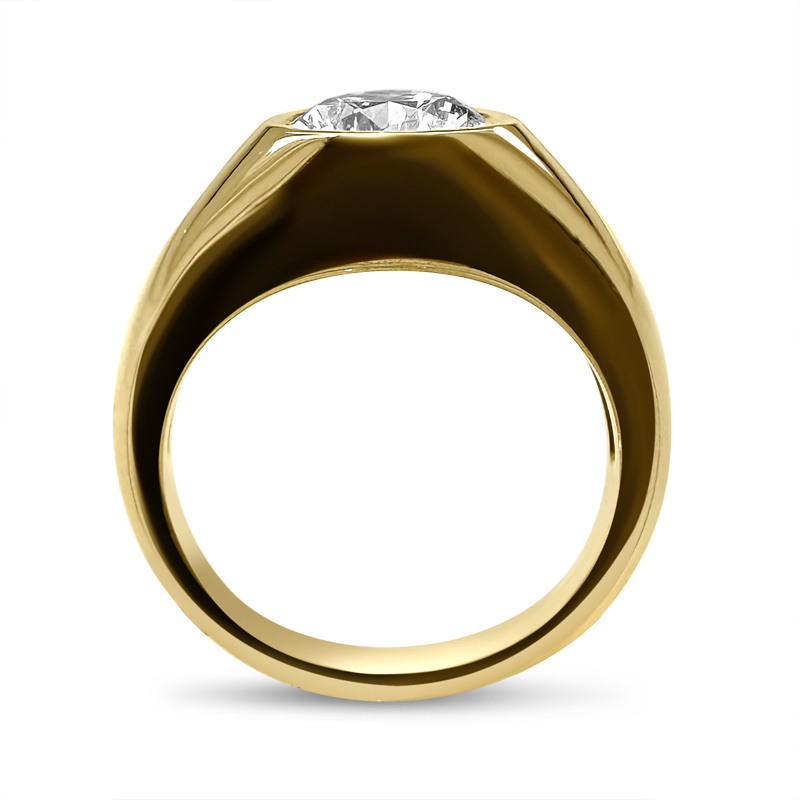 Bezel Pear Shape Signet Style Lab Grown Diamond Engagement Ring 