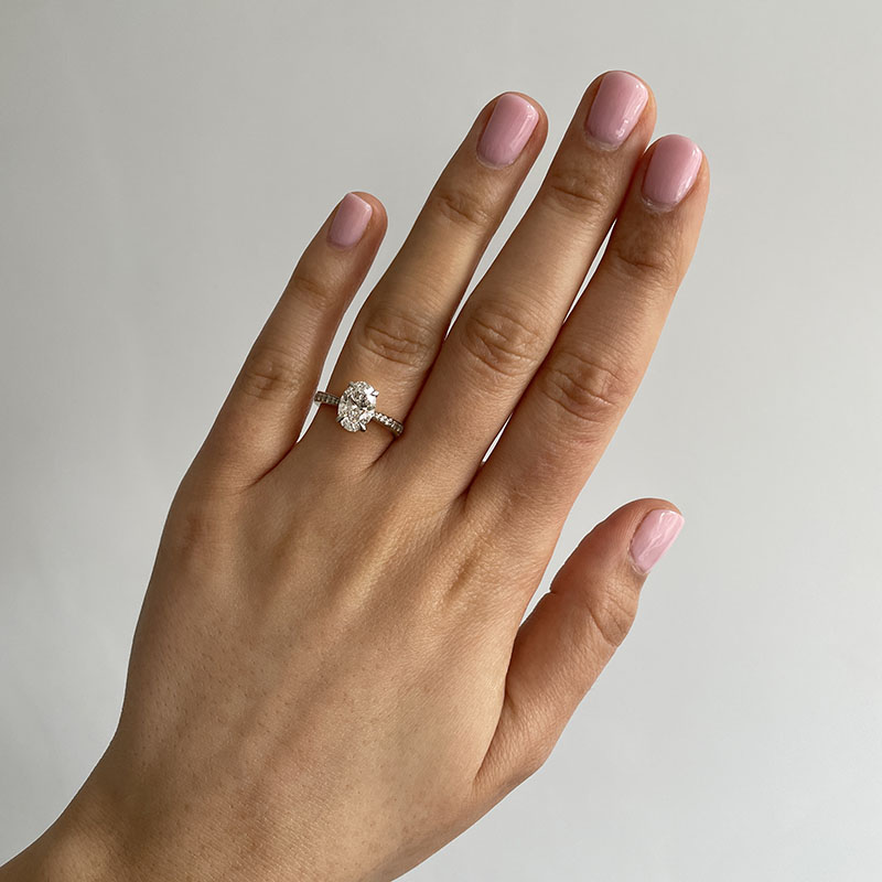 Oval Cut Pave Setting Diamond Engagement Ring