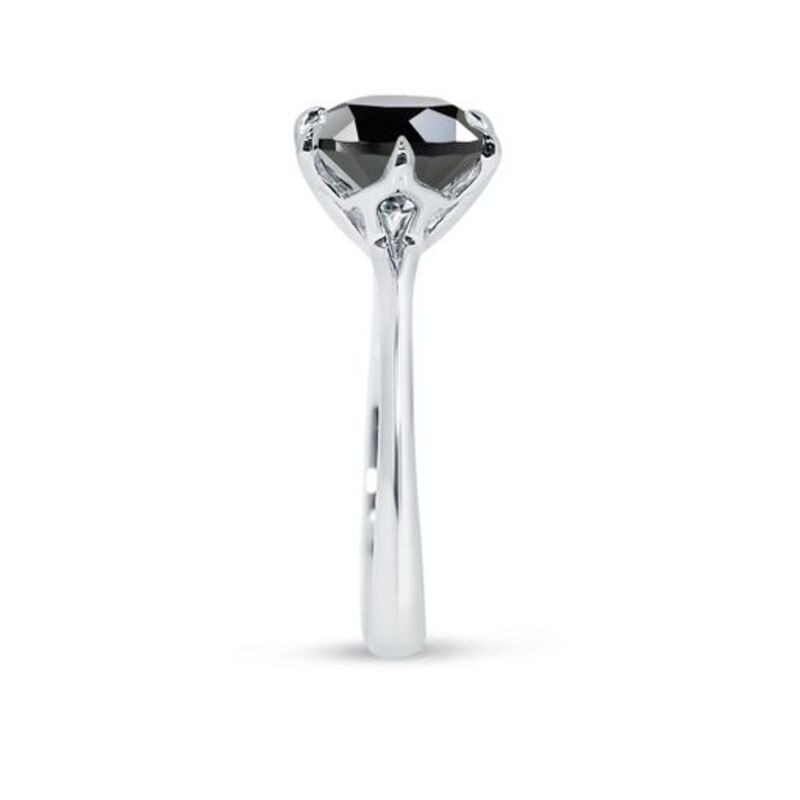 Six Tiger Claw Solitaire Black Diamond Engagement Ring