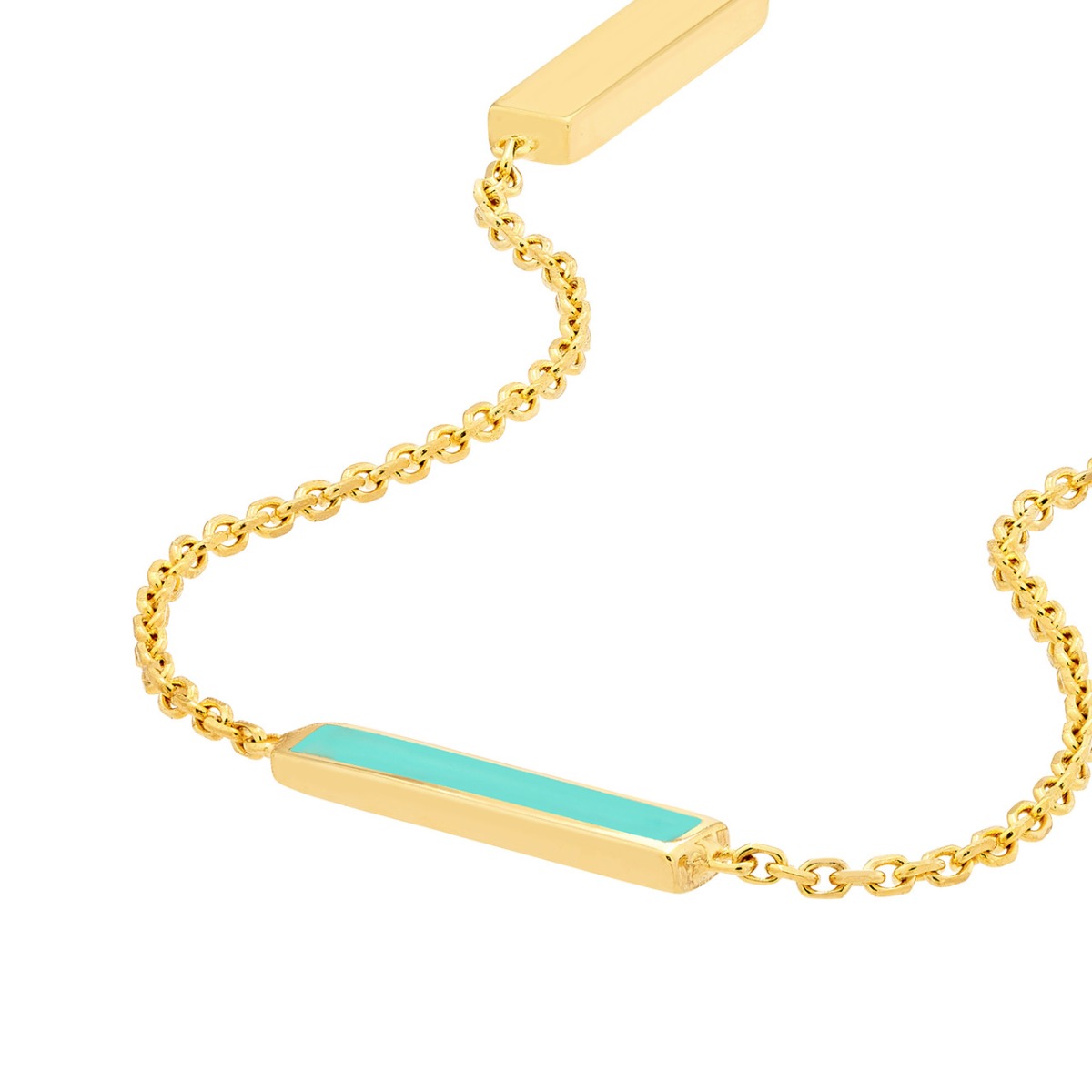 Turquoise Enamel Alternating Gold Bar Anklet