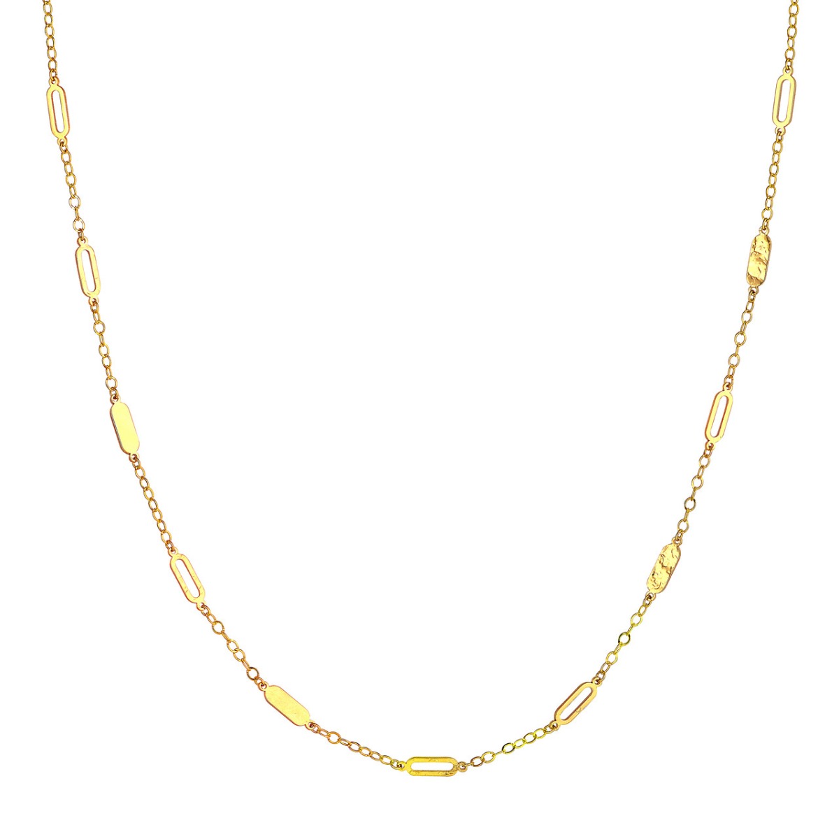 Mixed Oval Station Curb Chain Necklace