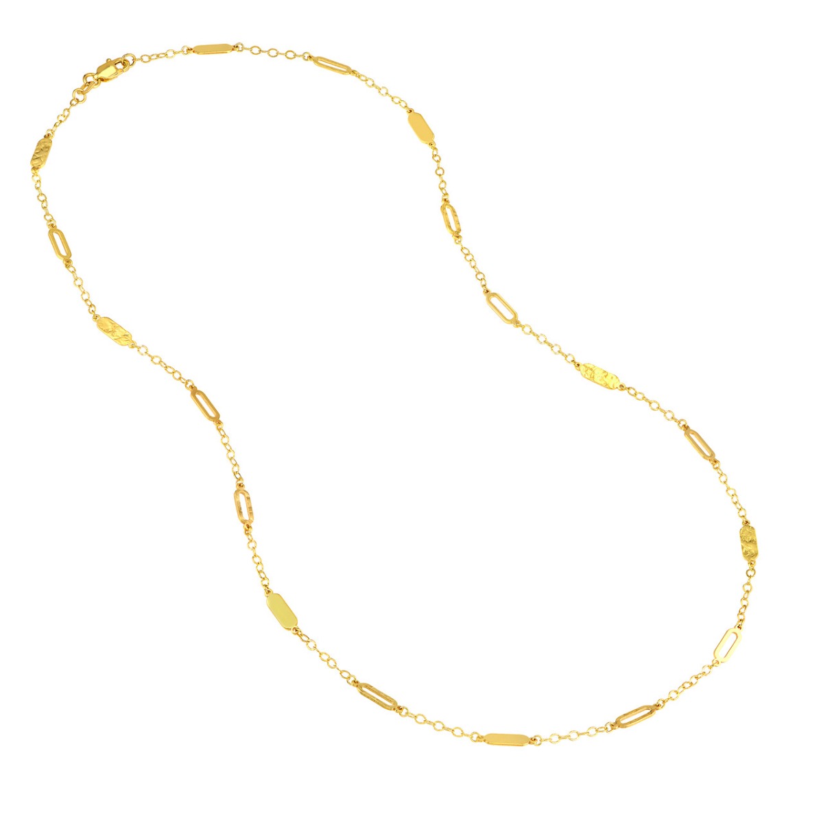 Mixed Oval Station Curb Chain Necklace