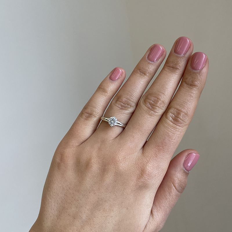 North East West South Round Diamond Engagement Ring