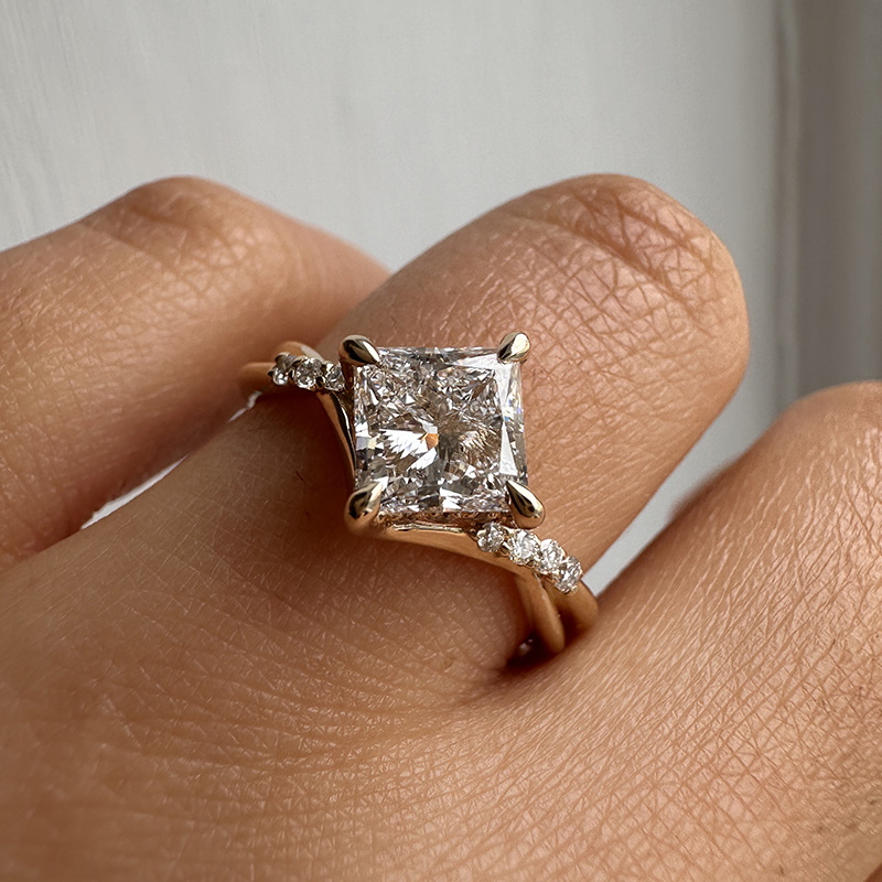 Princess Diamond Twisted Engagement Ring 