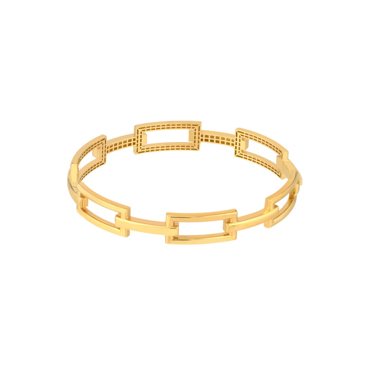 Rectangular Polished Link Gold Bangle Bracelet