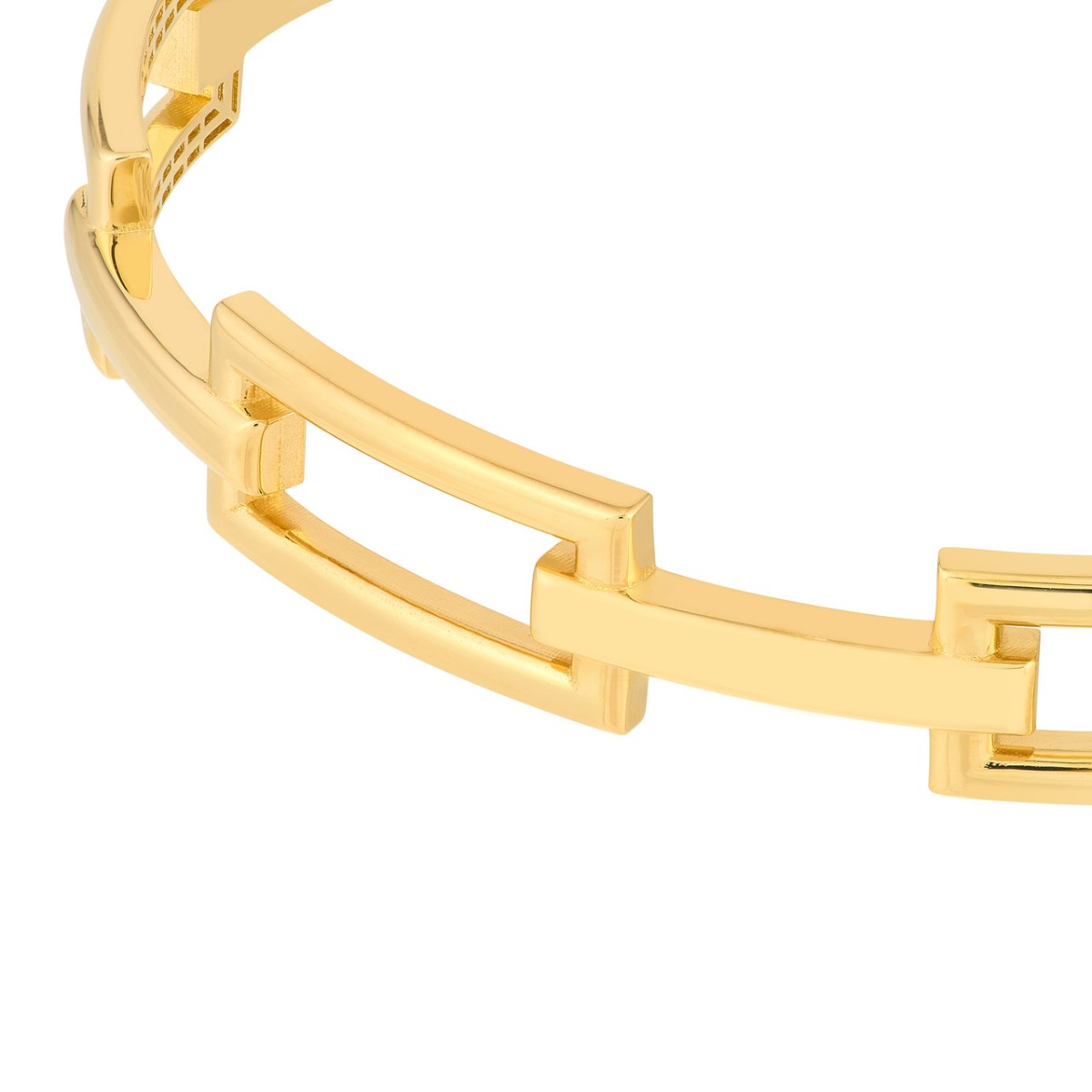 Rectangular Polished Link Gold Bangle Bracelet