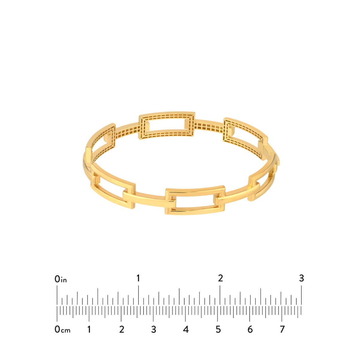 Rectangular Polished Link Gold Bangle Bracelet