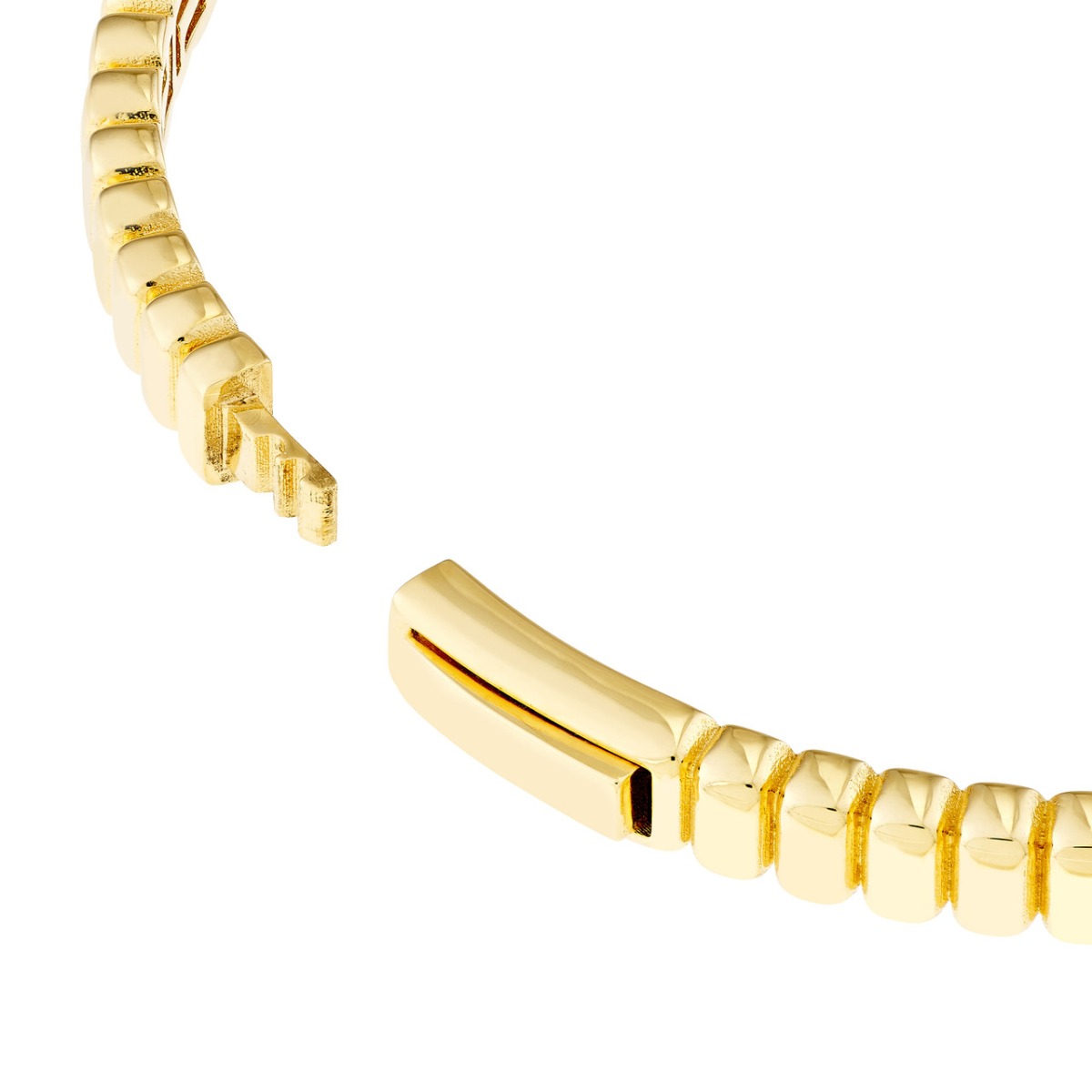 Ribbed Hinge Gold Bangle Bracelet