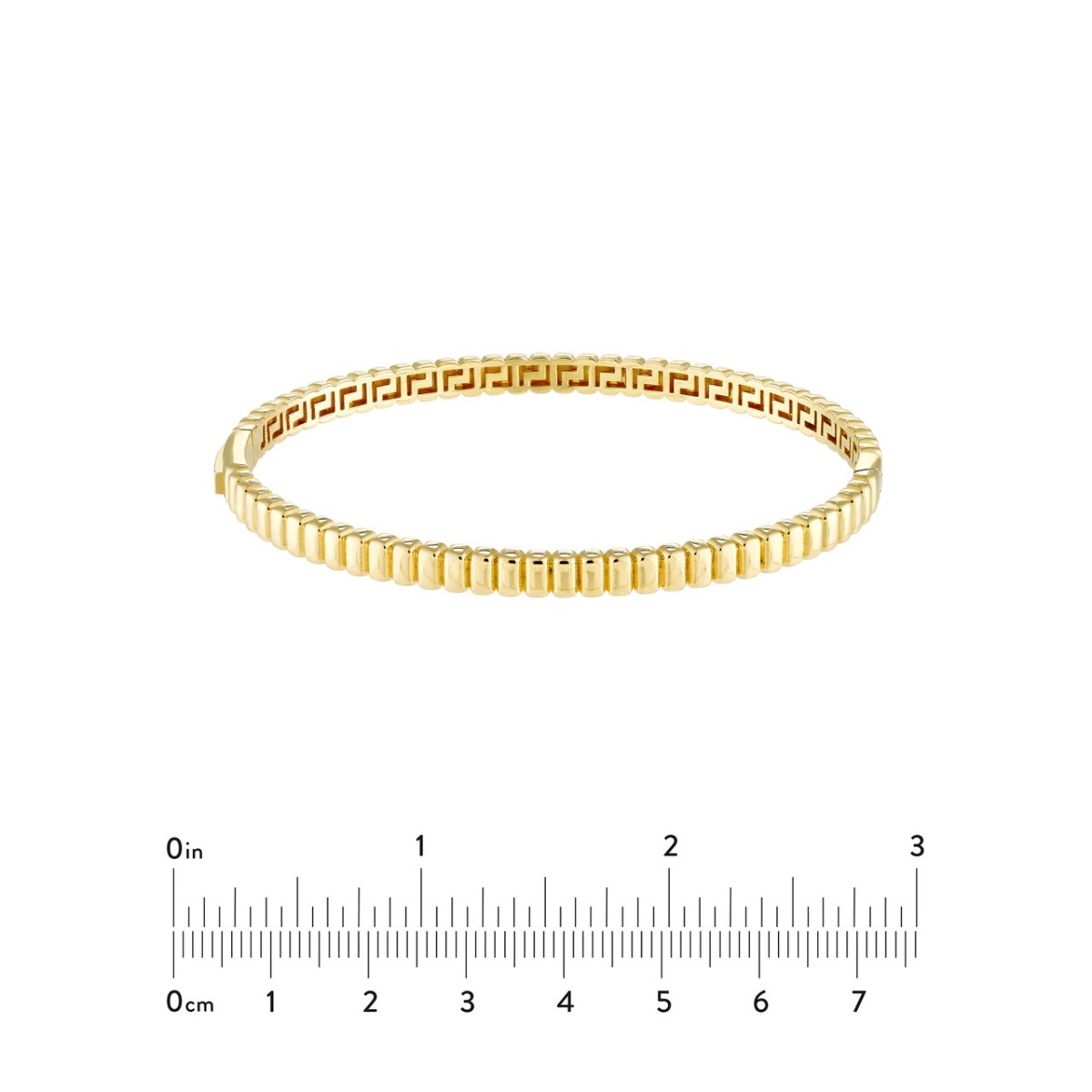 Ribbed Hinge Gold Bangle Bracelet