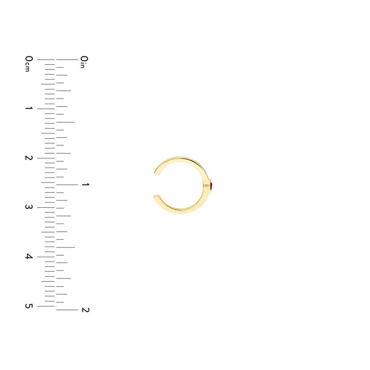 Ruby Bezel Gold Ear Cuff