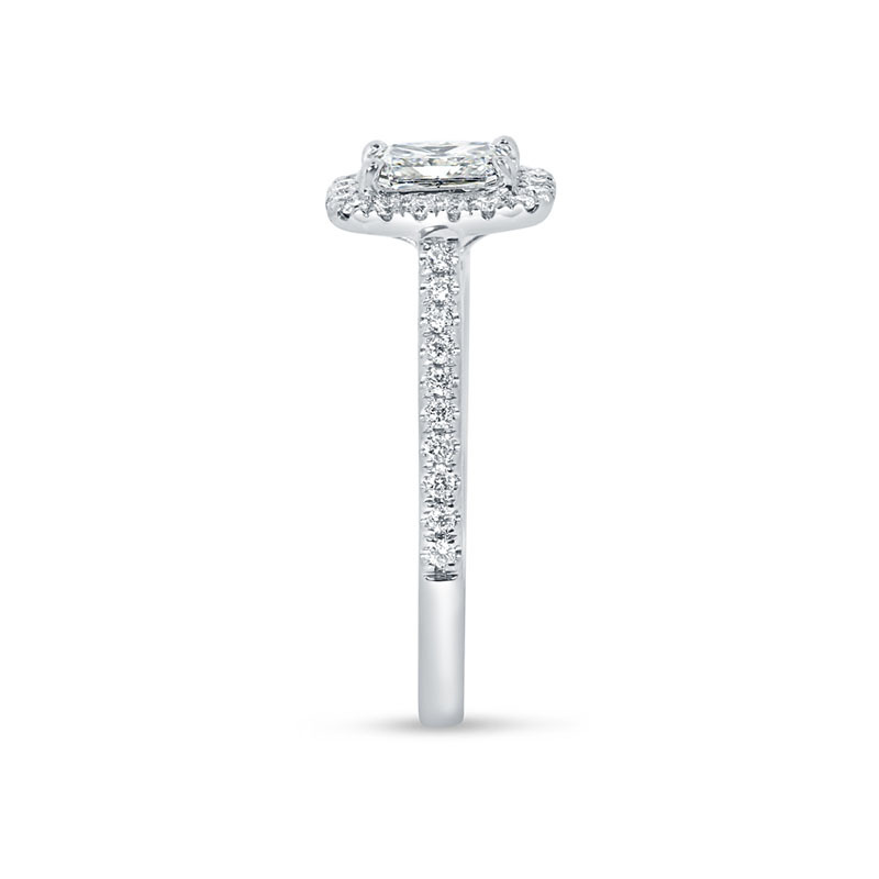 Radiant Cut Micro Set Halo Diamond Engagement Ring