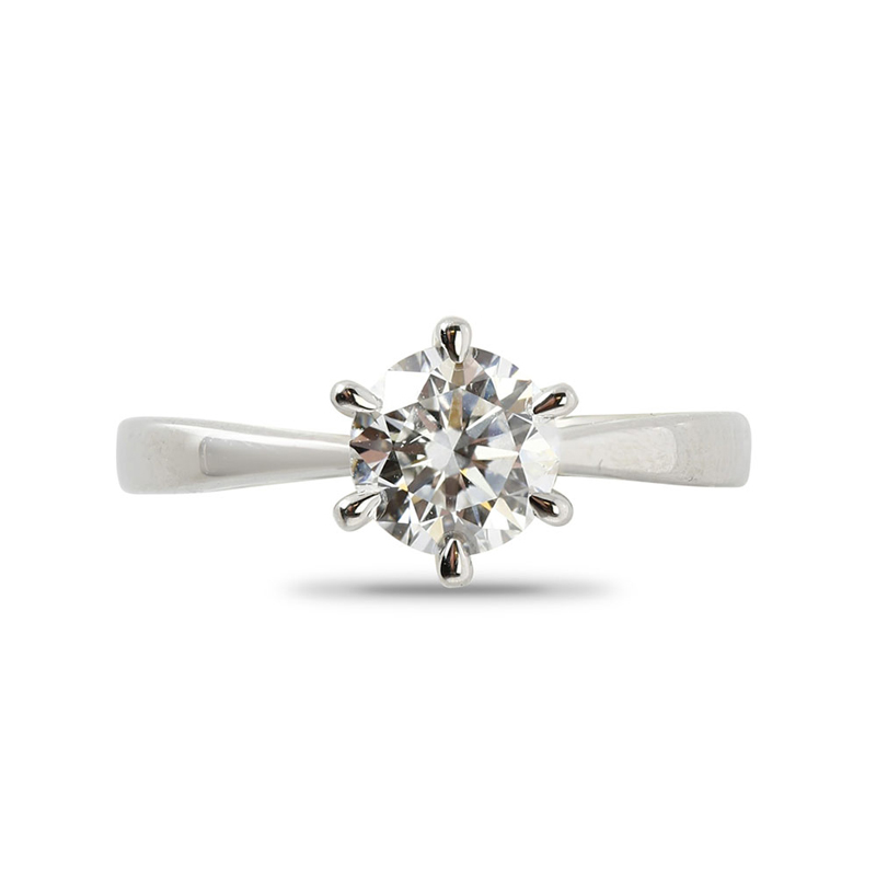 Six Claw Solitaire Round Lab Grown Diamond Engagement Ring