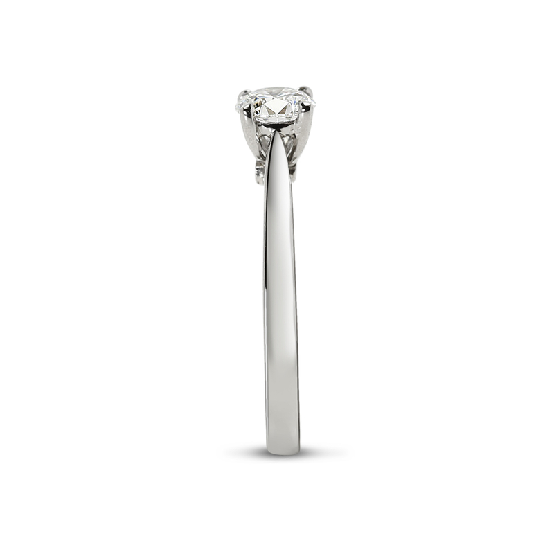 Solitaire Ring with Small Round Diamond Below the Center Stone