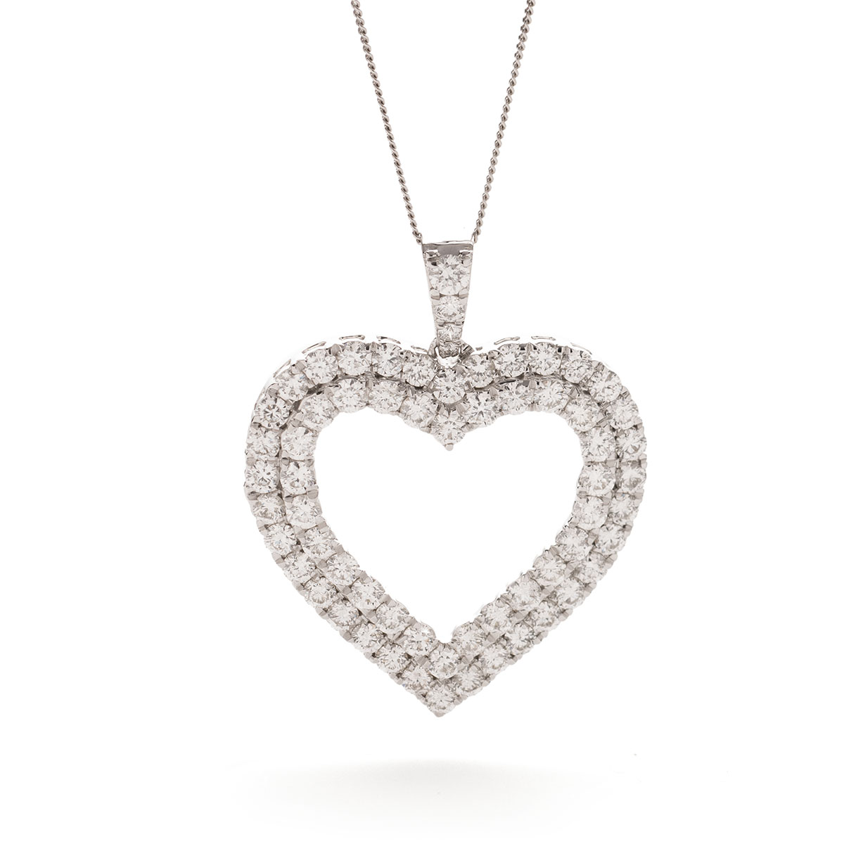 Double Row Round Diamond Heart Pendant