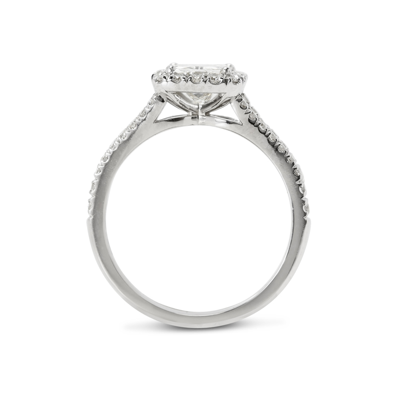 Split Shank Lab Grown Radiant Cut Halo Engagement Ring