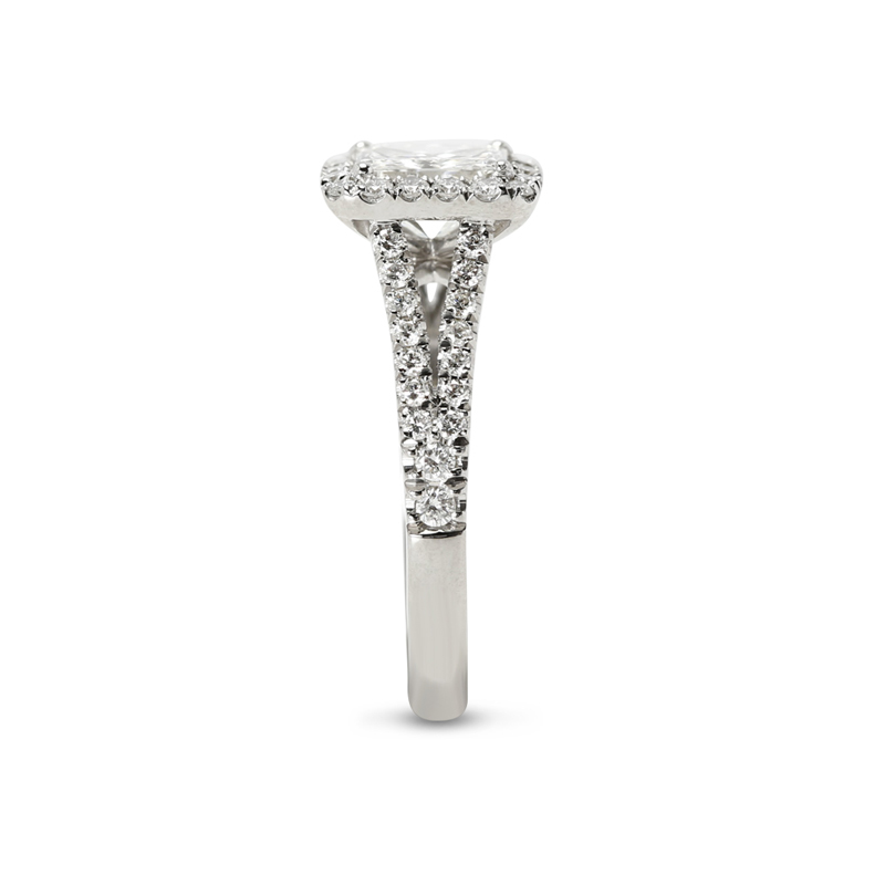 Split Shank Lab Grown Radiant Cut Halo Engagement Ring