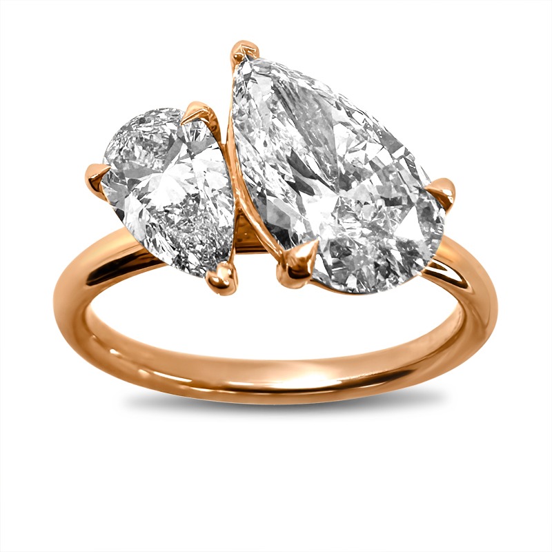 Toi et Moi Pear Shaped Lab-Grown Rose Gold Engagement Ring
