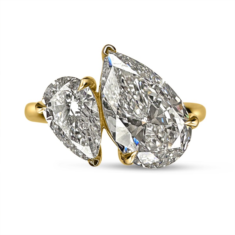 Toi et Moi Pear Shaped Lab-Grown Yellow Gold Engagement Ring