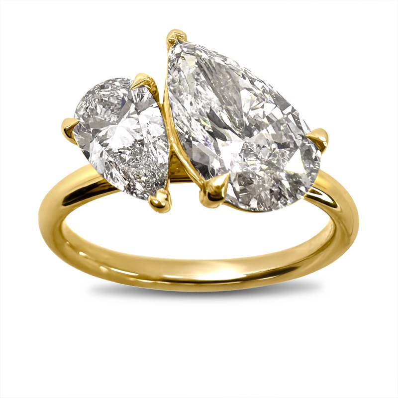 Toi et Moi Pear Shaped Lab-Grown Yellow Gold Engagement Ring