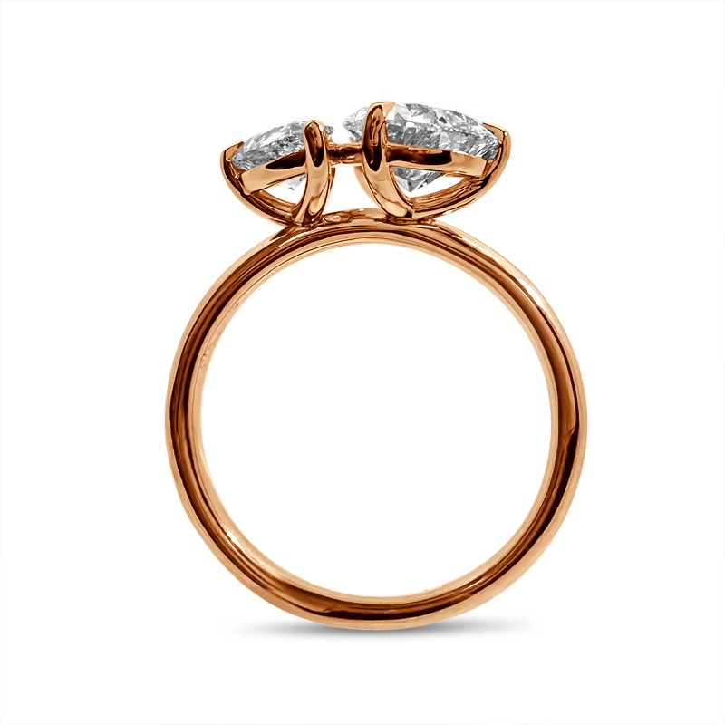 Toi et Moi Pear Shaped Rose Gold Engagement Ring