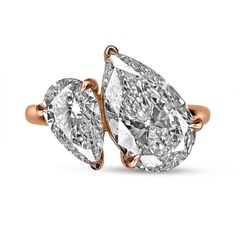 Toi et Moi Pear Shaped Rose Gold Engagement Ring