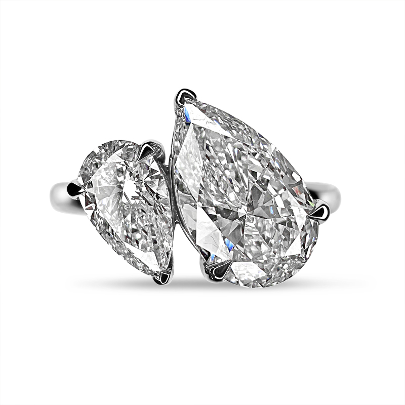 Toi et Moi Pear Shaped White Gold Engagement Ring