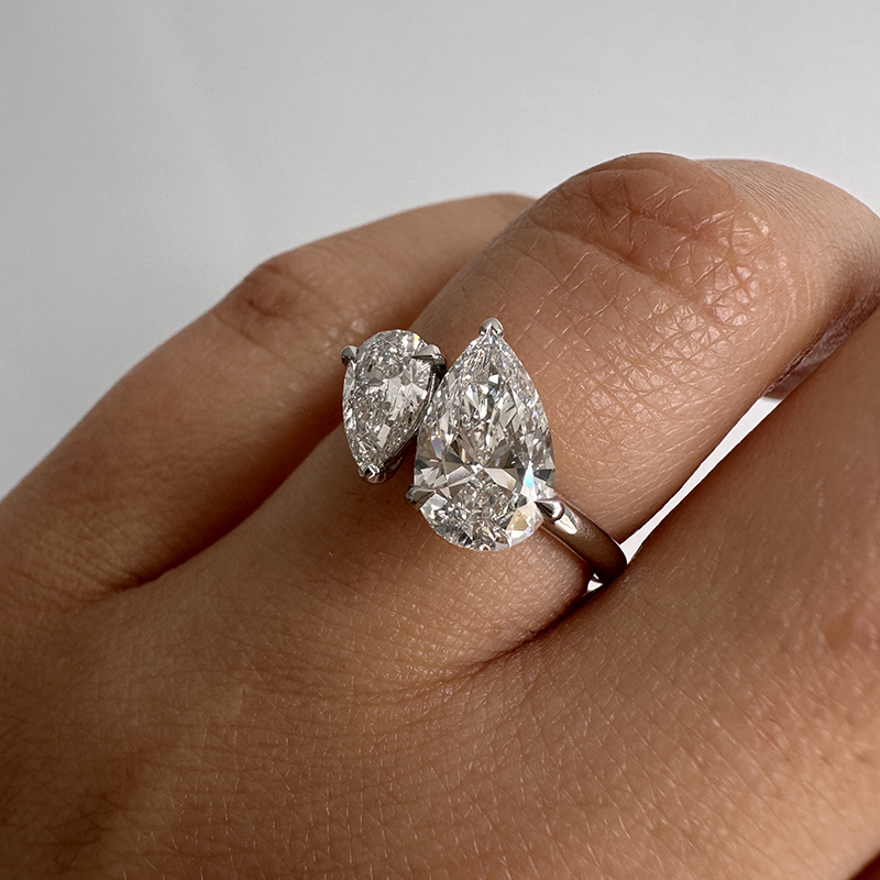 Toi et Moi Pear Shaped Lab-Grown Rose Gold Engagement Ring
