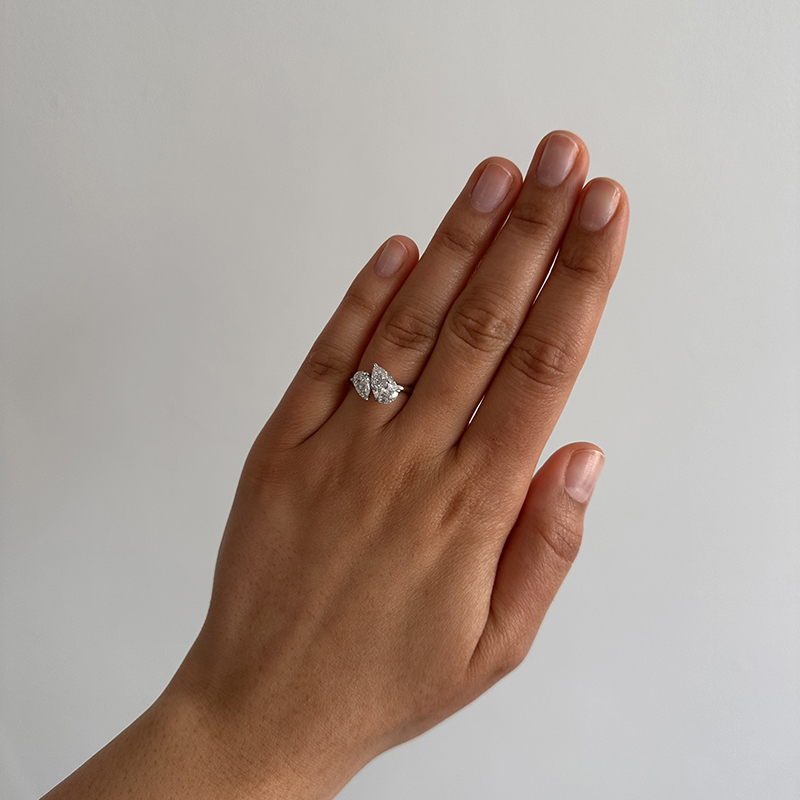 Toi et Moi Pear Shaped White Gold Engagement Ring