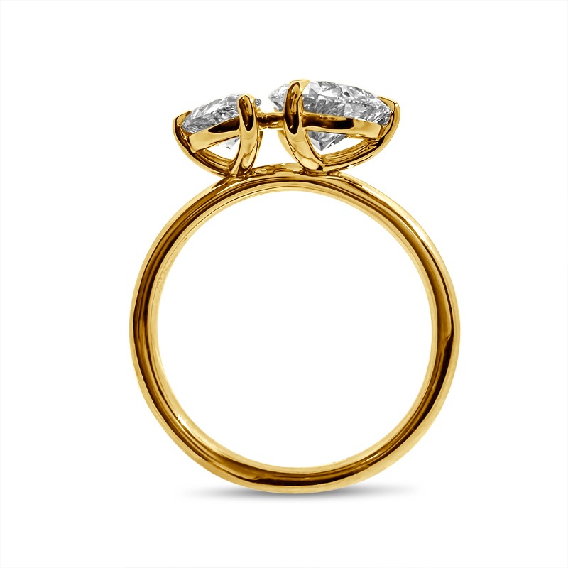 Toi et Moi Pear Shaped Yellow Gold Engagement Ring